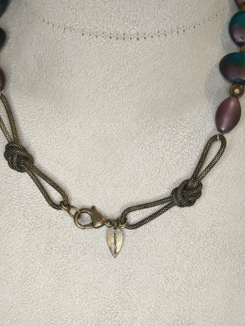 Coldwater Creek 90s Boho Glass Bead Necklace and Bracelet Set Teal Plum - Picture 9 of 13